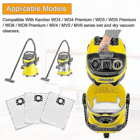 Karcher WD4/WD5/WD6/MV4/MV5/MV6 12-pak udskiftningsfilterposer - Tilbehør til støvsugere
