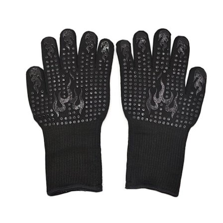 Varmebestandige grillhansker med 500 grader ekstremt varmebestandige, stekeovnshansker for baking, grill, matlaging, grill (svart)