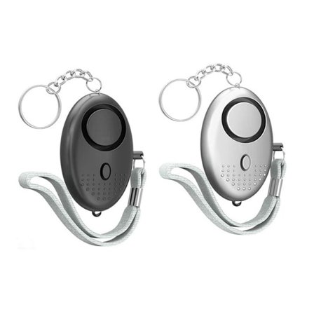 ING 2 stk. Batteri Personlig Alarm – Selvforsvarsprodukter – Alarmnøkkelring – Batteri LED-lommelykt - 130 dB-Svart og sølv
