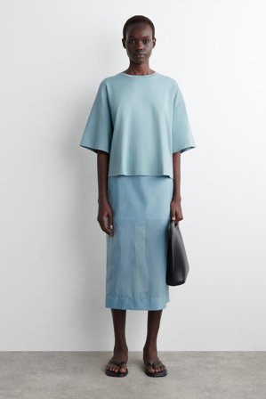 COS Women's T-Shirt Squadrata Oversize in Blu