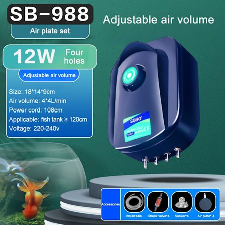 SOBO Silent Aquarium Oxygen Air Pump Fish Tank Adj