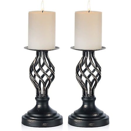 2 stk. Metall Vintage Twist Stil Lysestaker for 80 mm Diameter Lys - Obsolete Post Lys