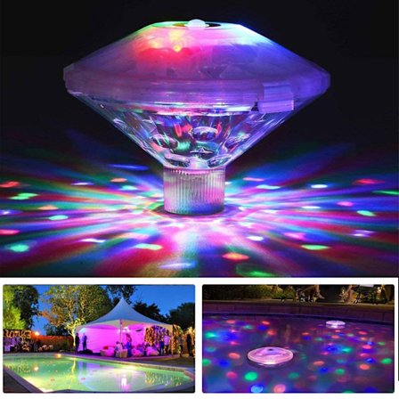 Badekar Lys Diskolys, Batteridrevet Flydende Pool Lys LED Farveskiftende med 8 Tilstande Spabad Lys, til Pool Dam Disko Springvand