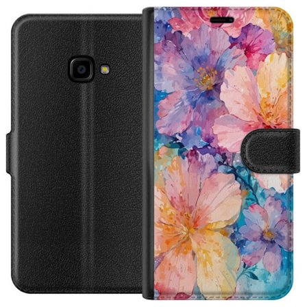 Kompatibel Tegnebogsetui til Samsung Samsung Galaxy Xcover 4 Vandfarve maleri med store blomster i lyserød, blå og gul toner i en blød kunstnerisk