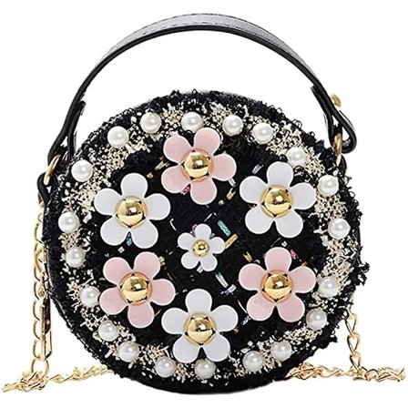 Pearl Lovely Girl Bag Rund Bag Pearl Bag Chain Bag Handväska Söt Passar Girlswhite Black Pink