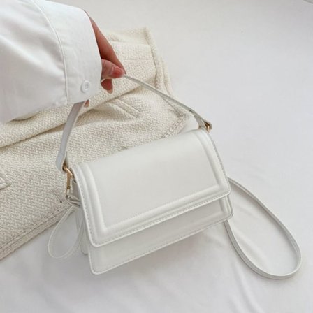PU Flap Handväska Rese Crossbody Väska VIT