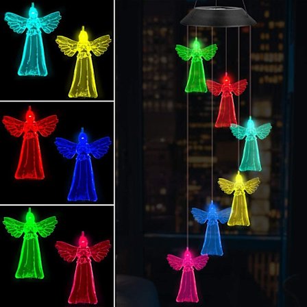 Enkeli aurinkokellot, väriä vaihtavat ulkokäyttöön sopivat vedenpitävät aurinkokäyttöiset mobiilikellot, LED