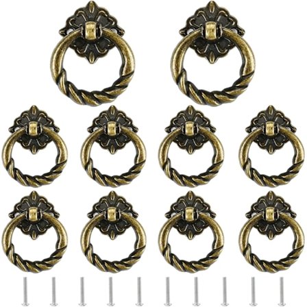 10 st Vintage Handtag Gamla Dörrskåpsknoppar, Mässing Vintage Dörrhandtag, för Byrå Låda Antikt Skåp med Skruvar