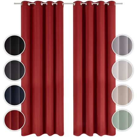 Sæt med 2 mørklægningsgardiner - Uigennemsigtige gardiner med øjer