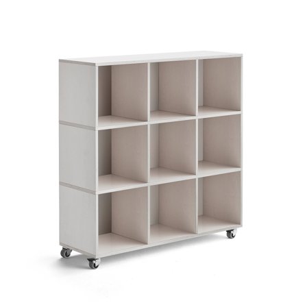 Lagereinheit RICO, mit Rollen, 9 Fächer, B 1200 mm, weiß
