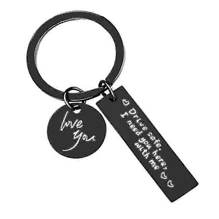 Kör försiktigt Nyckelring - Nyckelring i rostfritt stål med bokstav