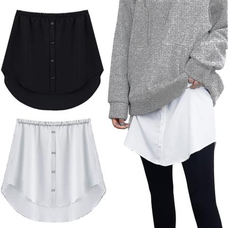 2 st Skjortförlängare för kvinnor Justerbar skiktning Fake Top Nedre Sweep Shirt Halvlång kjol L