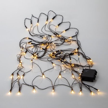 Batteridrevet lysnet med timer 80LED varm hvid LED