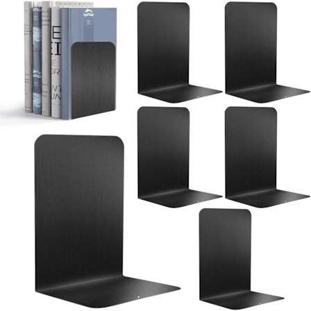 Metal Bookends, Book Ends for Shelves, with Non-Slip Mat, 19.5 x 13.5 x 10 cm, for Office and Home