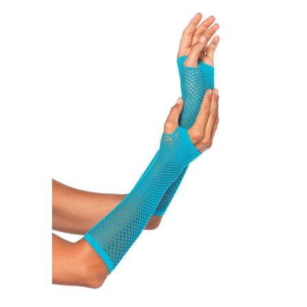Mesh handsker - Lang turkis farve