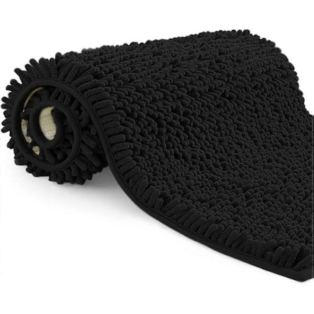 Mikrofiber Badrumsmatta, Badrumsmatta Längd 50 x 80 cm, Toalettmatta, Mjuk, Halkfri, Svart
