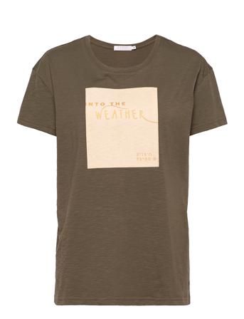 Over T-Shirt W. Flock Print Green Coster Copenhagen