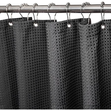 Duschdraperi, antimögeltyg - 182x182cm (svart) Duschdraperi i kraftigt material med viktad fåll