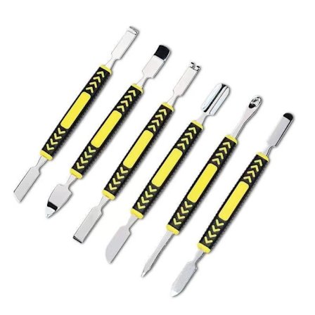 (6 kpl) Elektroniikan korjausvälineet Kaksipäiset metalliset spudgerit sarja D