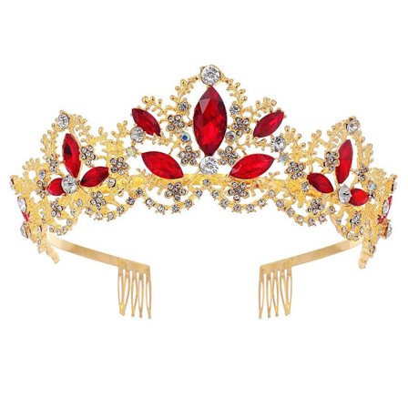 Crystal Alloy Crown Crown Tiara RÖD