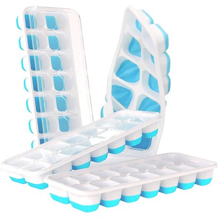 Iskubbeform 4-pakning med sølbeskyttelse, iskubbeform Lfgb-sertifisert Bpa-fri, isformer silikon 56 isbrett enkle å fjerne, for frysing