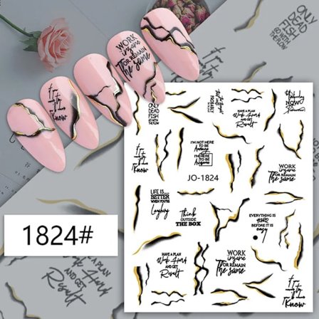 Blommande Ink Marmor 3D Nagelstickers Svart Guld Slider Nagelkonst Sommar Bronzing Folier DIY Manikyrdekorationer