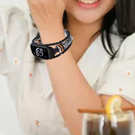 Smart Watch Armbånd Rem Armbånd Hudvenlig Justerbar Komfortabel Holdbar PU Læder Watch Armbånd til Redmi Band 2 Sort