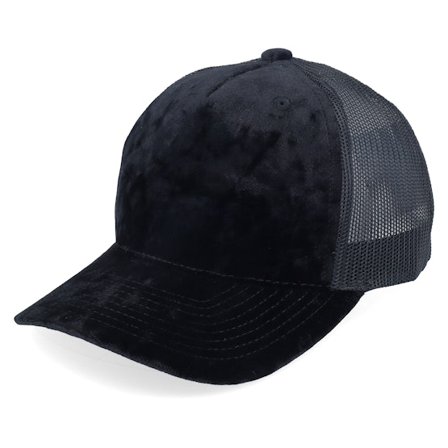 Equip - Kids Youth Black/Black Velvet A-Frame Trucker Trucker Black Cap - @ Hatstore