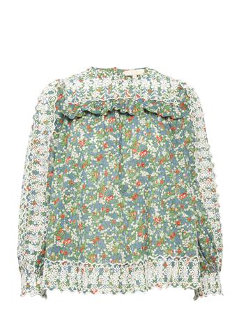 Cotton Slub Top Bluse Langermet Multi/mønstret By Ti Mo