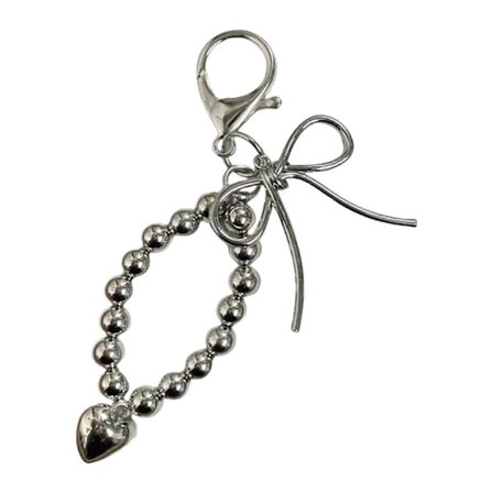 Søtt Hjerte Sløyfe Perlebesatt Nøkkelring Anheng Nydelige Hengende Dekorasjoner Nøkkelring Sjarm for Veske Sekk Ryggsekk Håndveske