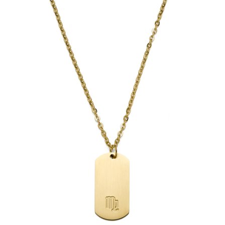 Złocisty stalowy naszyjnik ze znakiem zodiaku Panna dla mężczyzn - Stalowe naszyjniki