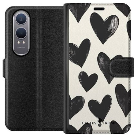 Kompatibel Tegnebogsetui til OnePlus OnePlus Nord CE4 Lite Cactus and Friends - Bold Black Love Pattern