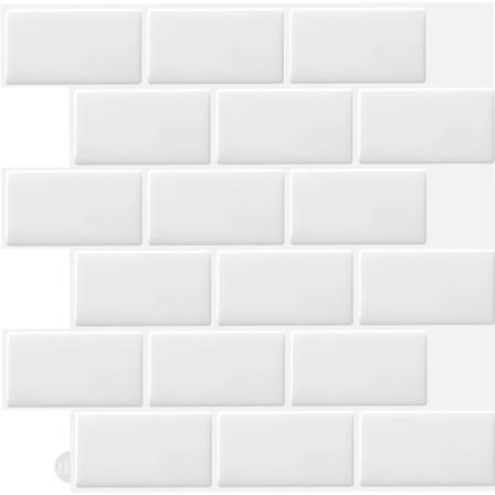 10 stk. Hvide selvklæbende 3d vægfliser klistermærker køkken badeværelse (30,5x 30,5cm)