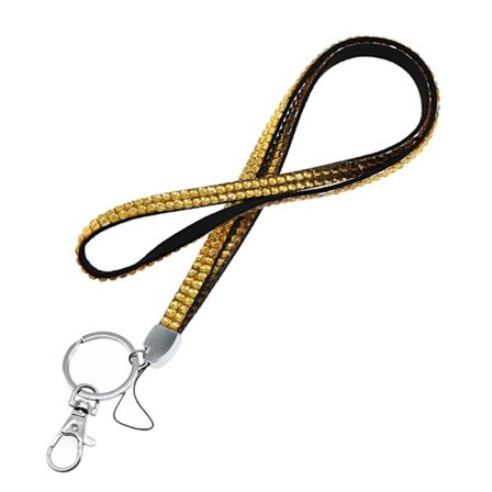 Bling Crystal Halsbånd Rhinestone ID Nøkkelbånd GULL