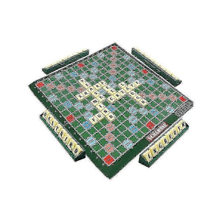 Klassisk Scrabble brætspil familiespil sæt til 2-4 spillere med træbogstaver og resultattavle{h}