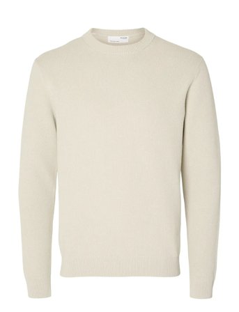 Slhdane Ls Knit Structure Crew Neck Noos Cream Selected