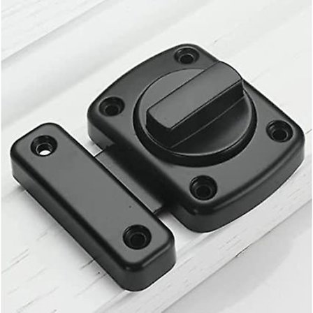 (Svart) Skyvedørslås stang låve dørhaspe krok-og-øye spenne tre gjerdedørslås svart dørhaspelås skipsvindu lås dørhasper intern