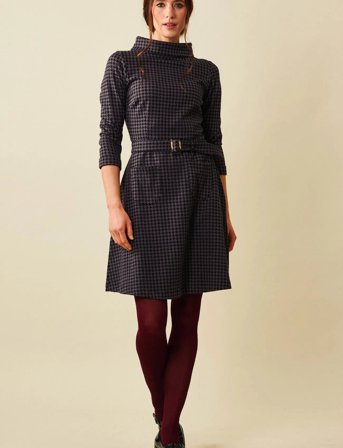 Jumperfabriken Kim Houndstooth Dress - Grey - XL