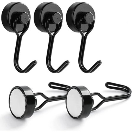 Magnetiske kroge, 5-pak, stærke magnetiske kroge 30 kg, neodym-magnetiske kroge til køleskab – maks.