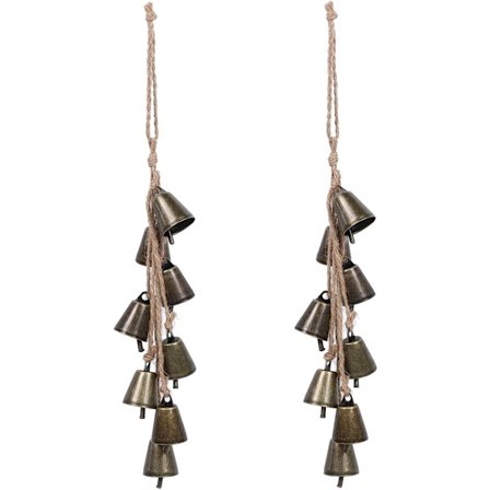 2 kappaletta noitakelloja ovenkahvaan suojaksi, käsintehty noitakello, ovenkahvaan ripustettava kello, rustiikkinen noitakello, boho-kodin 