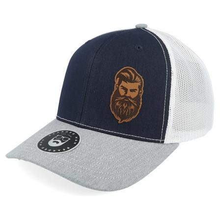 Bearded Man - Blu trucker Cappellino - Tough Beard 112 Tri Navy/White/Heather Grey Trucker @ Hatstore
