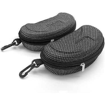 2 stk. EVA Brilleetui, Harde Solbrilleetuier med Glidelås, Bærbare Reisebrilleetuier med Plastkrok