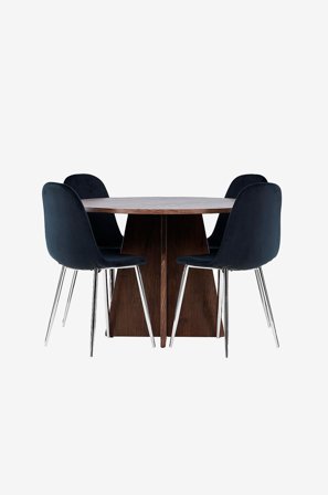 Venture Home - Bootcut-spisebord med Polar-spisebordsstol - Sølvfarvet - Spisebordssæt 4 personer - Fra Homeroom