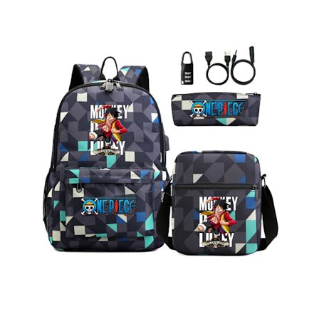 One Piece Passordlås Tredelt Student Ryggsekk2