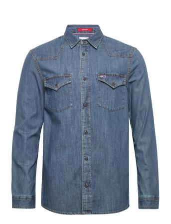Tjm Western Denim Shirt Skjorte Casual Blå Tommy Jeans