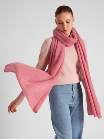 Kashmina - Florlett kashmirskjerf "Flow" - pink berry