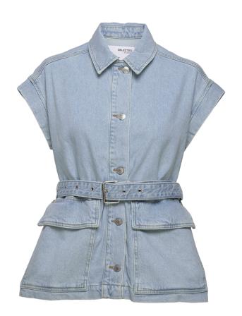 Slfjulia Lightlue Denim Vest Blue Selected Femme