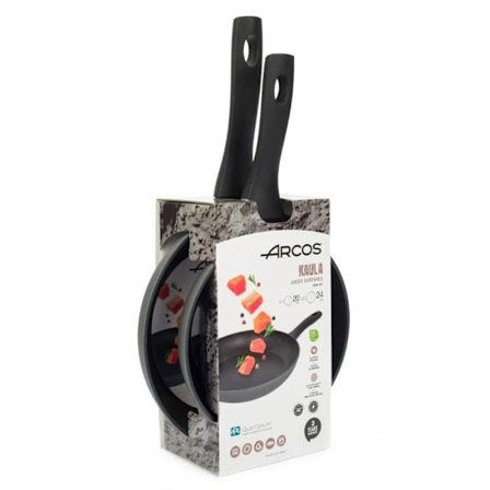 Set av pannor - ARCOS - Kaula - Smedad aluminium - Non-stick - Kompatibel med alla spisar