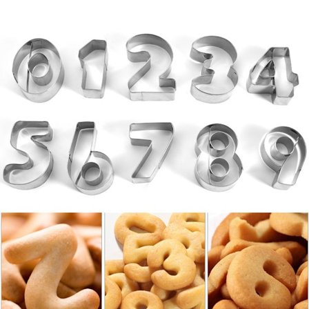 Bageværktøj af professionel kvalitet, kageudstikker i rustfrit stål med tal, dekorativ kageform til nem tilpasning i bagning og festartikler