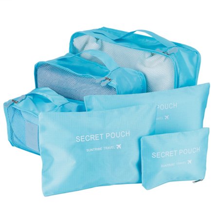 6 stk/sæt Opbevaringsposer Tøj Sorteringsposer Bagage Rejsetaske Pakning Organizer til Rejse Blå